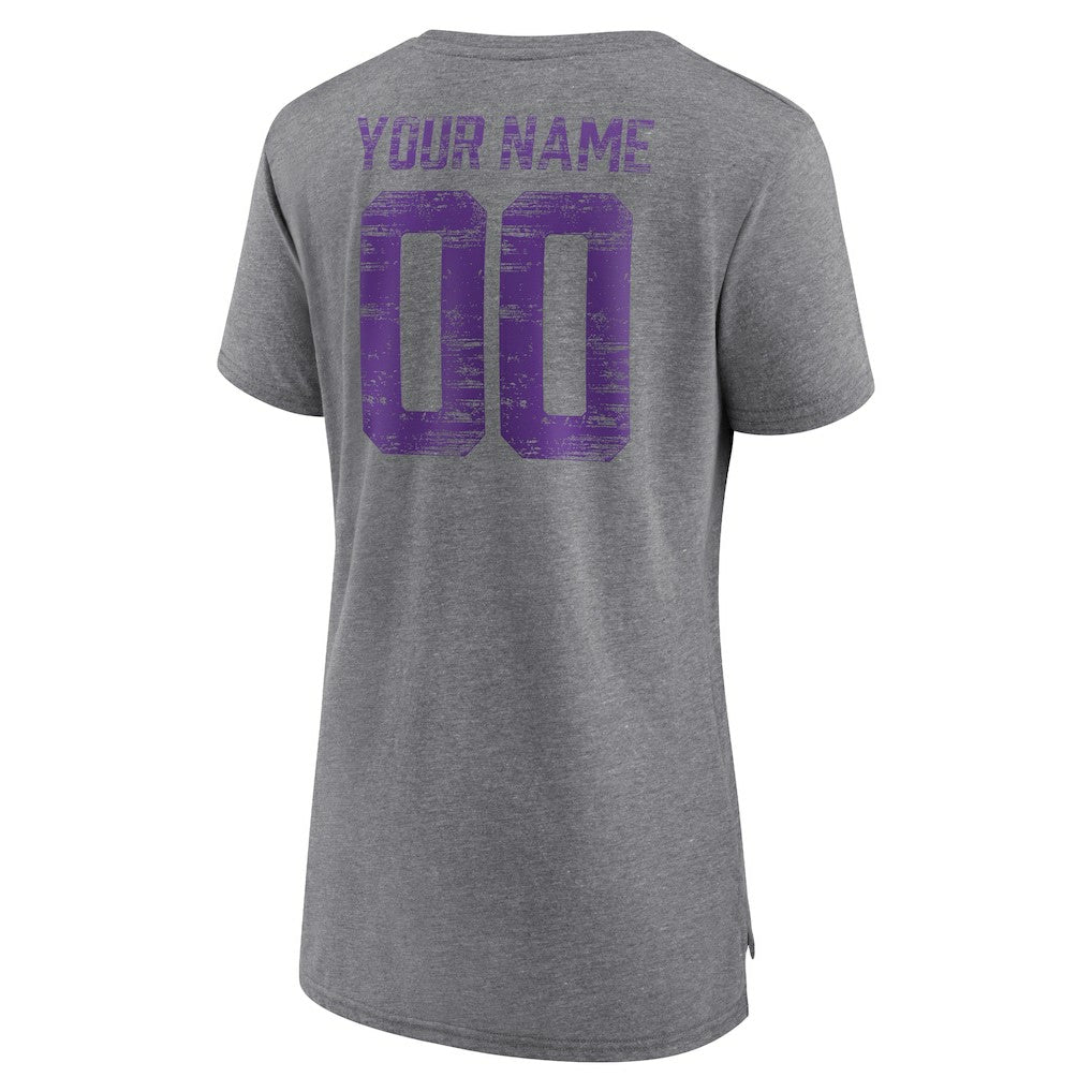 Minnesota Vikings Women's Heritage Custom Name & Number Tri-Blend T-Shirt | NFL New