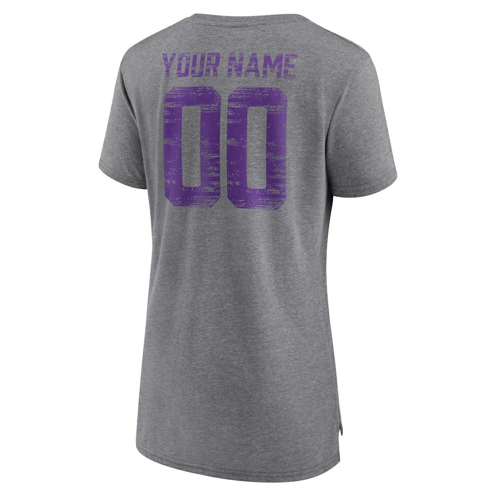Minnesota Vikings Women's Heritage Custom Name & Number Tri-Blend T-Shirt | NFL New