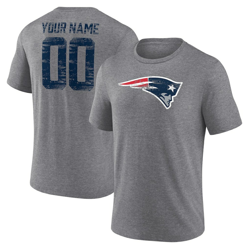 New England Patriots Heritage Custom Name & Number Tri-Blend T-Shirt | NFL New
