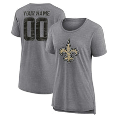 New Orleans Saints Women's Heritage Custom Name & Number Tri-Blend T-Shirt | NFL Near me