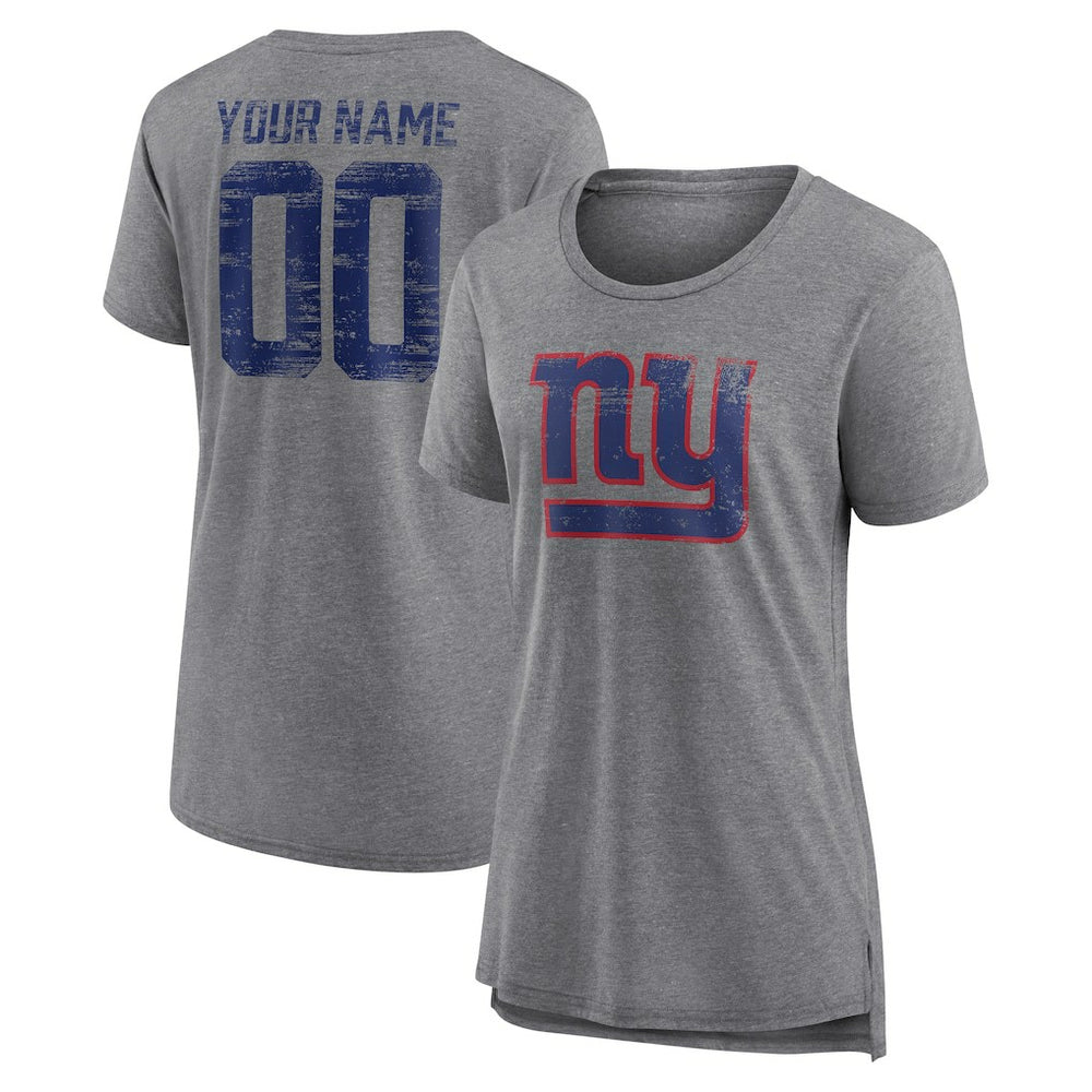 New York Giants Women's Heritage Custom Name & Number Tri-Blend T-Shirt | NFL US