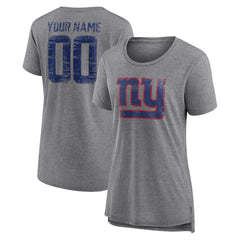 New York Giants Women's Heritage Custom Name & Number Tri-Blend T-Shirt | NFL US