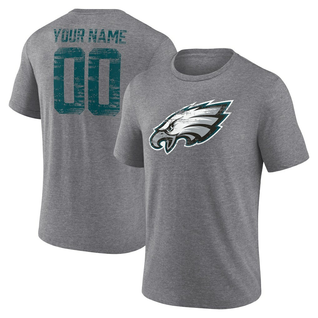 Philadelphia Eagles Heritage Custom Name & Number Tri-Blend T-Shirt | NFL New