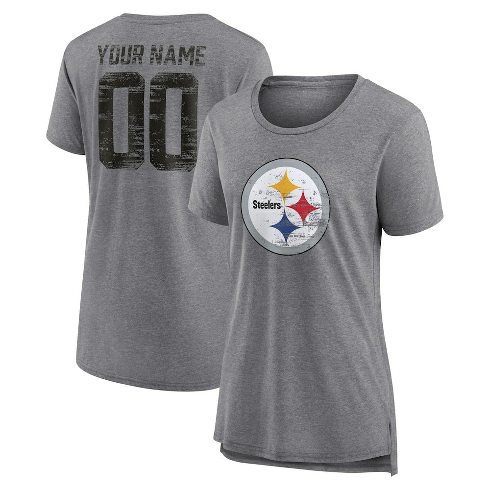 Pittsburgh Steelers Women's Heritage Custom Name & Number Tri-Blend T-Shirt | NFL On sale