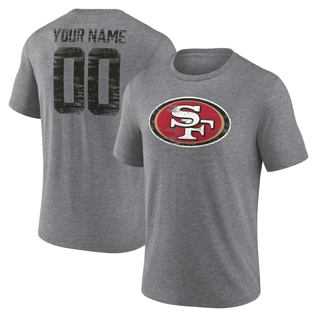 San Francisco 49ers Heritage Custom Name & Number Tri-Blend T-Shirt | NFL Outlet