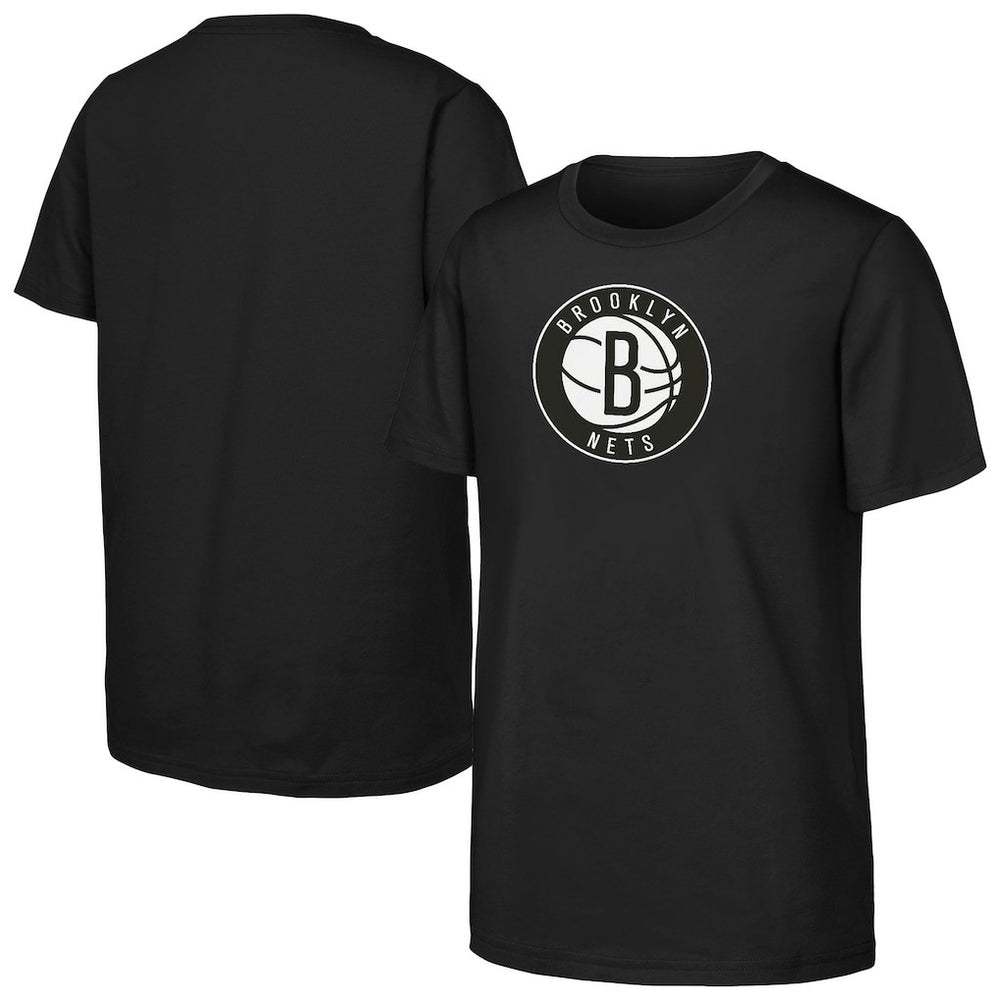 Black Brooklyn Nets Outerstuff Youth Primary Logo T-Shirt | NBA