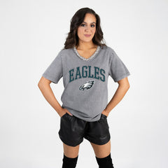 Philadelphia Eagles Gameday Couture Women's Relaxed Iconic Edge Rhinestone V-Neck T-Shirt | NFL Near me