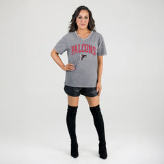 Atlanta Falcons Gameday Couture Women's Relaxed Iconic Edge Rhinestone V-Neck T-Shirt | NFL US