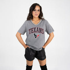 Houston Texans Gameday Couture Women's Relaxed Iconic Edge Rhinestone V-Neck T-Shirt | NFL On sale