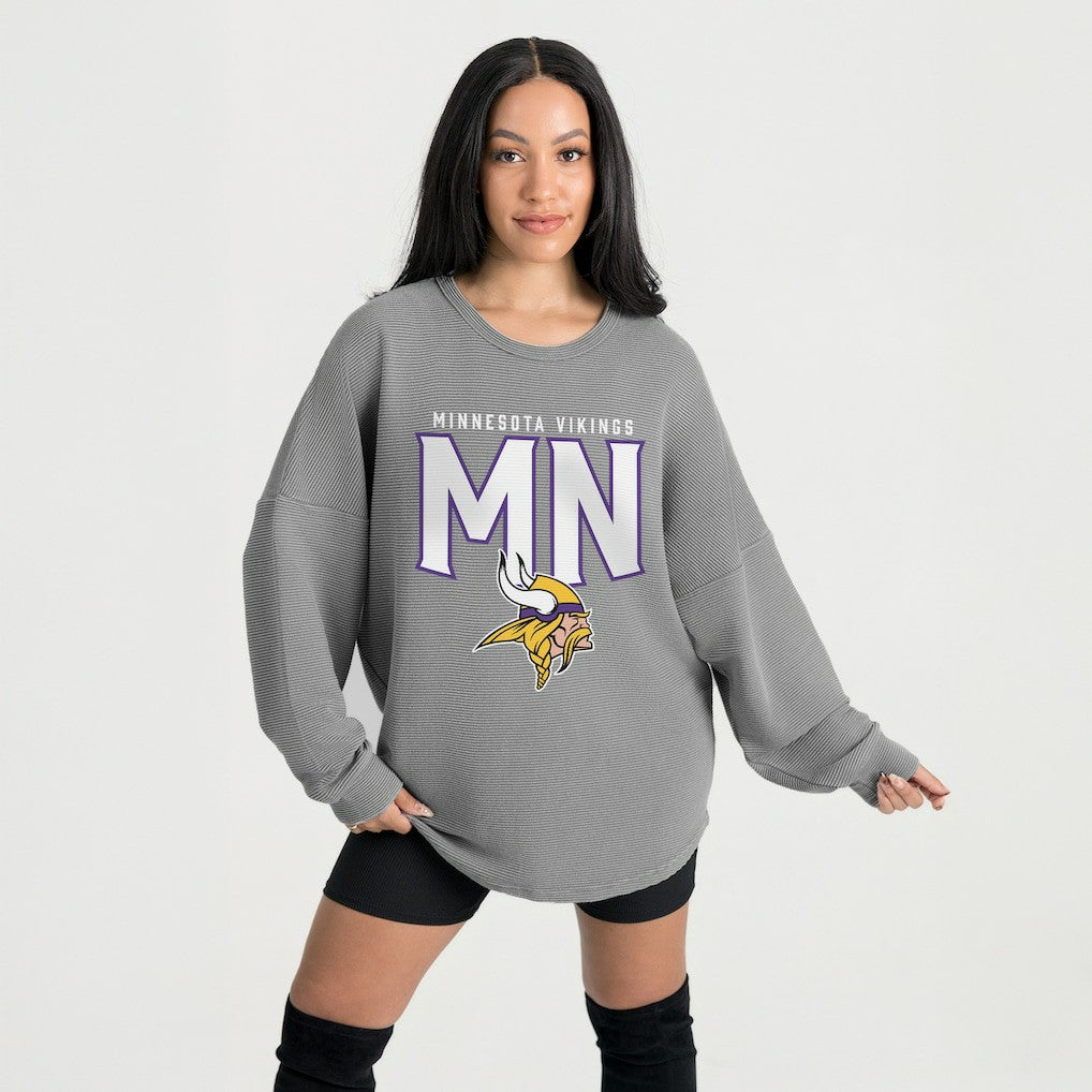 Minnesota Vikings Gameday Couture Women's Oversized Pure Motion Corded Sweatshirt | NFL On sale