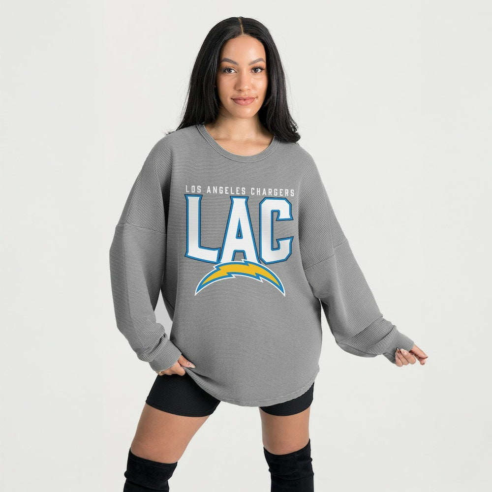 Los Angeles Chargers Gameday Couture Women's Oversized Pure Motion Corded Sweatshirt | NFL Hot