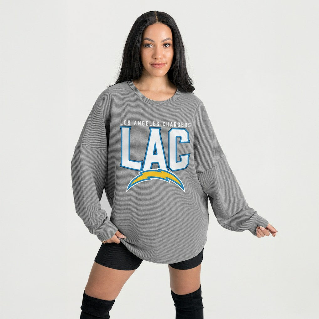 Los Angeles Chargers Gameday Couture Women's Oversized Pure Motion Corded Sweatshirt | NFL Hot