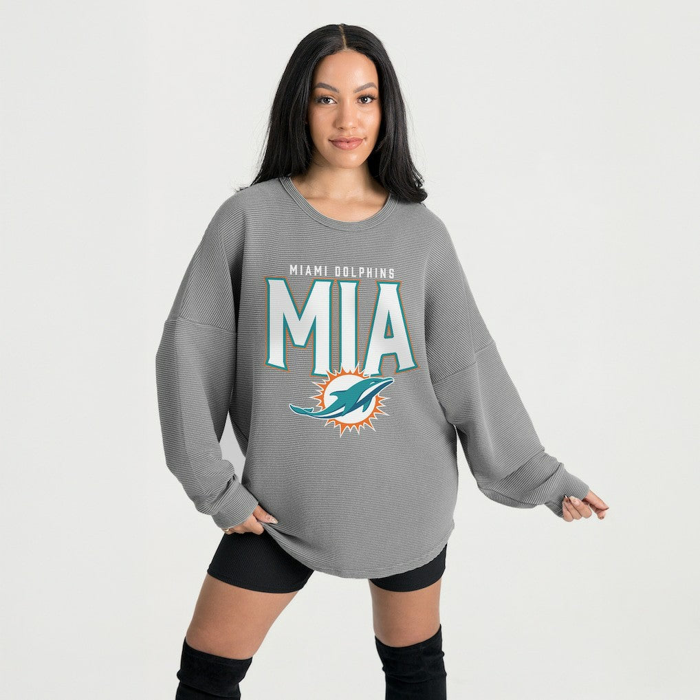 Miami Dolphins Gameday Couture Women's Oversized Pure Motion Corded Sweatshirt | NFL New