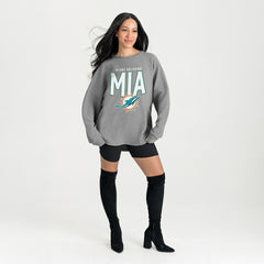 Miami Dolphins Gameday Couture Women's Oversized Pure Motion Corded Sweatshirt | NFL New