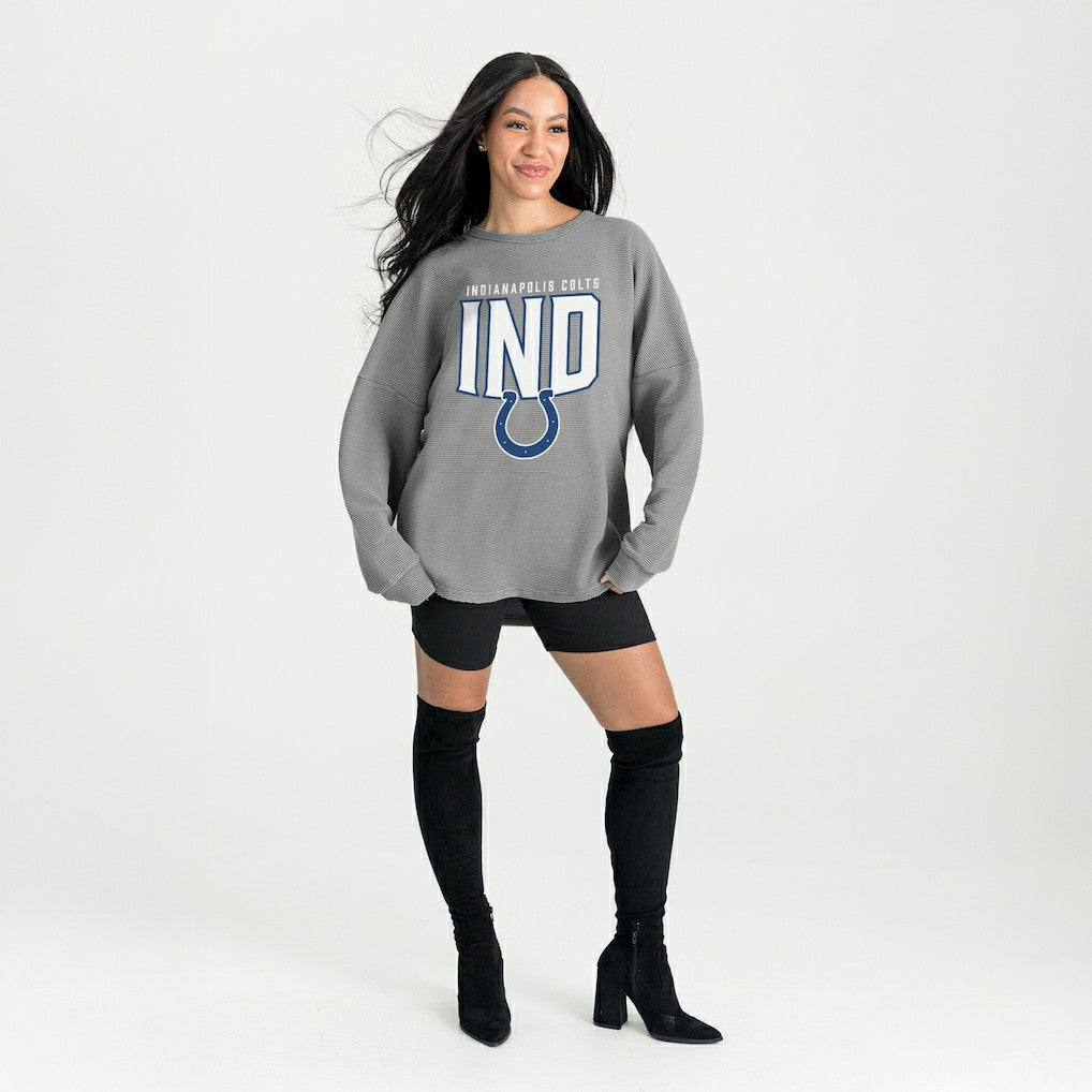 Indianapolis Colts Gameday Couture Women's Oversized Pure Motion Corded Sweatshirt | NFL On sale