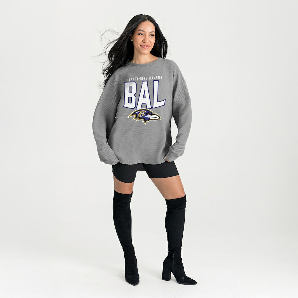 Baltimore Ravens Gameday Couture Women's Oversized Pure Motion Corded Sweatshirt | NFL US