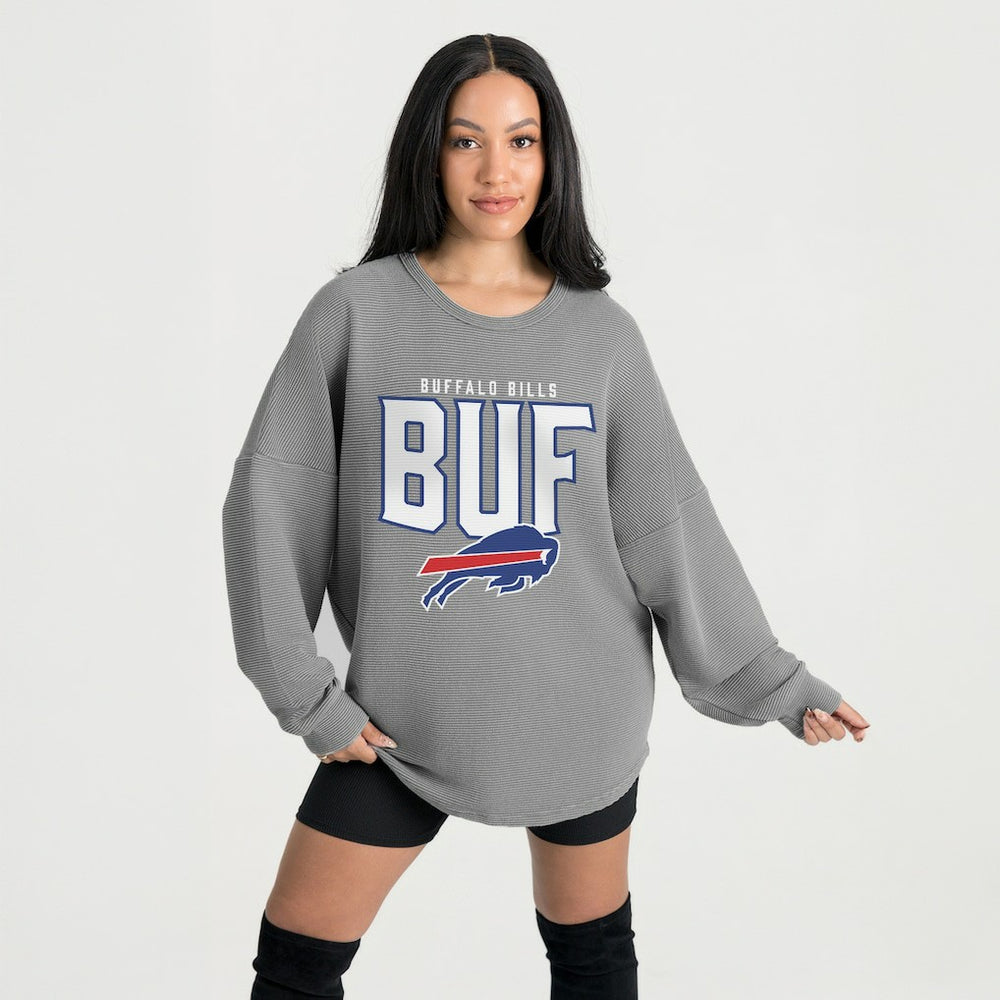 Buffalo Bills Gameday Couture Women's Oversized Pure Motion Corded Sweatshirt | NFL Sale