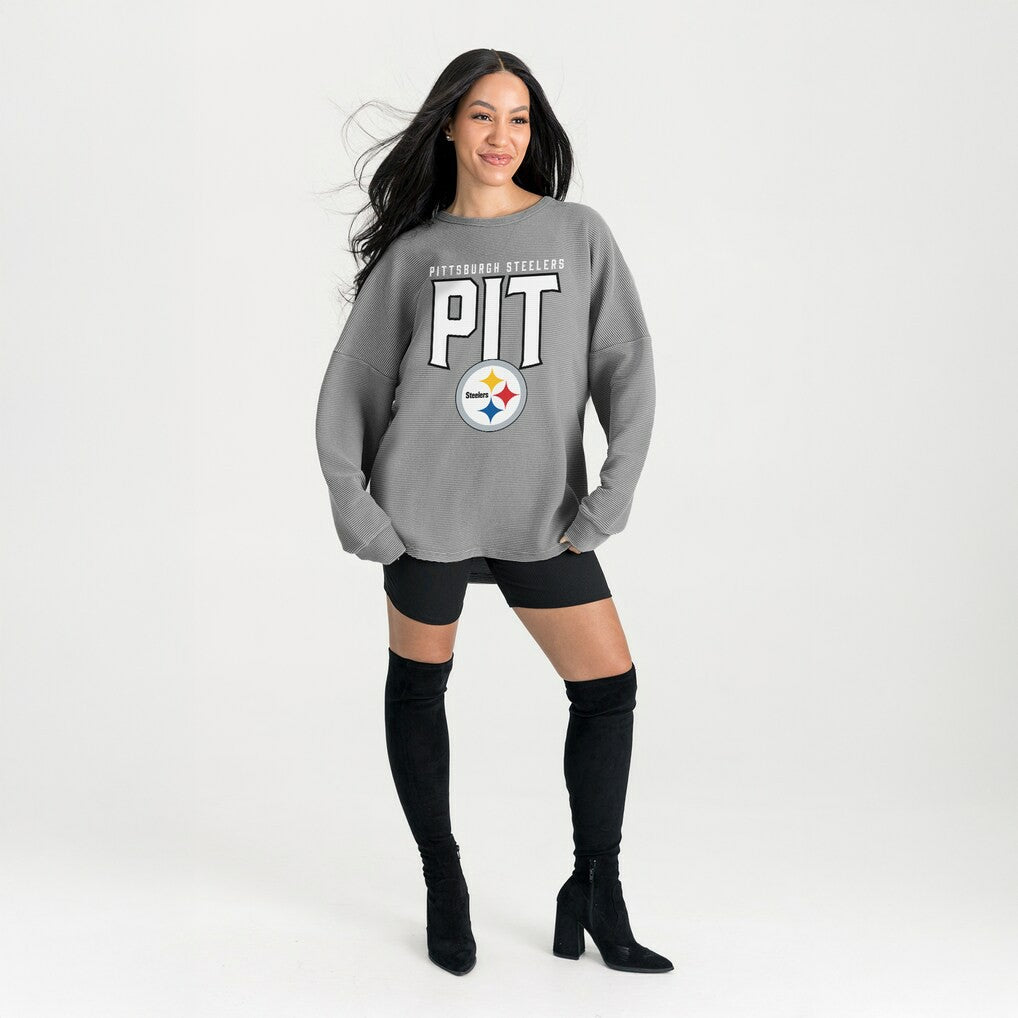 Pittsburgh Steelers Gameday Couture Women's Oversized Pure Motion Corded Sweatshirt | NFL Online