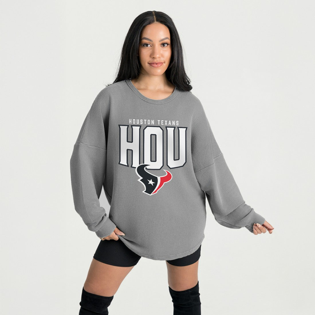 Houston Texans Gameday Couture Women's Oversized Pure Motion Corded Sweatshirt | NFL Discount