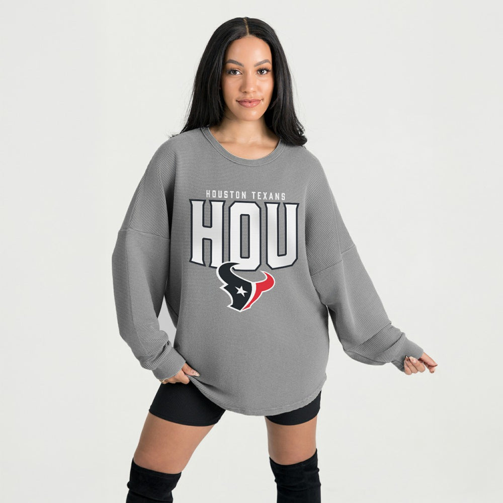 Houston Texans Gameday Couture Women's Oversized Pure Motion Corded Sweatshirt | NFL Discount