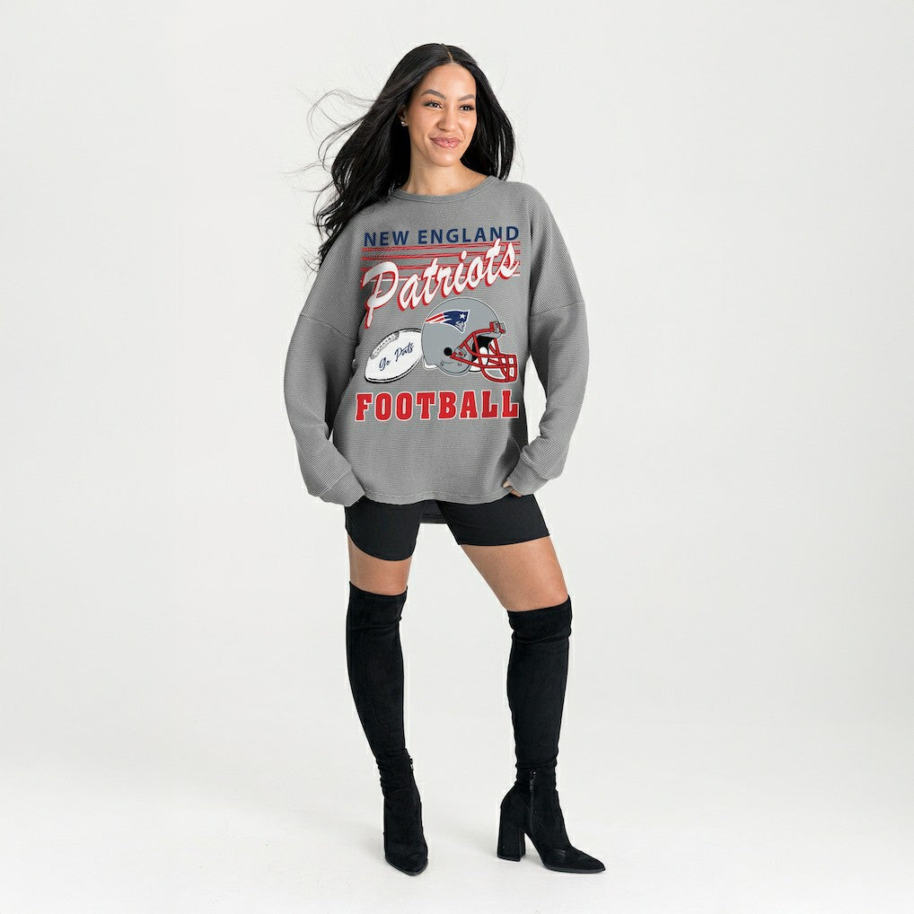 New England Patriots Gameday Couture Women's Oversized Sweet Victory Corded Sweatshirt | NFL Sale