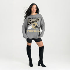 New Orleans Saints Gameday Couture Women's Oversized Sweet Victory Corded Sweatshirt | NFL Hot