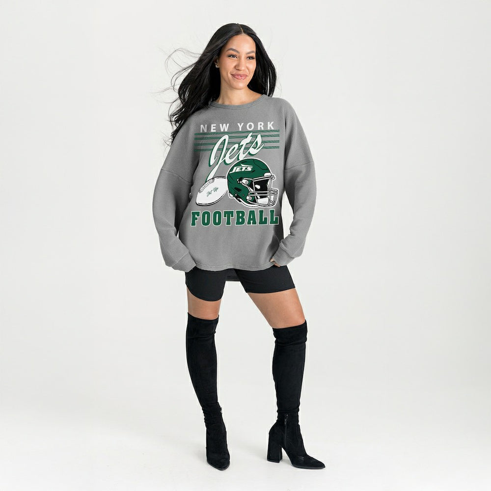 New York Jets Gameday Couture Women's Oversized Sweet Victory Corded Sweatshirt | NFL US
