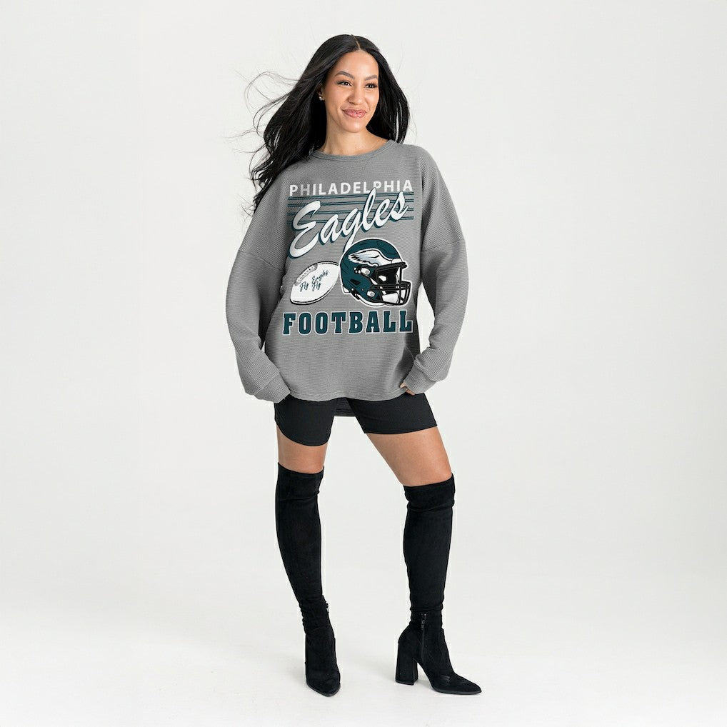 Philadelphia Eagles Gameday Couture Women's Oversized Sweet Victory Corded Sweatshirt | NFL US
