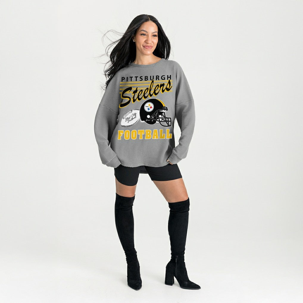Pittsburgh Steelers Gameday Couture Women's Oversized Sweet Victory Corded Sweatshirt | NFL On sale