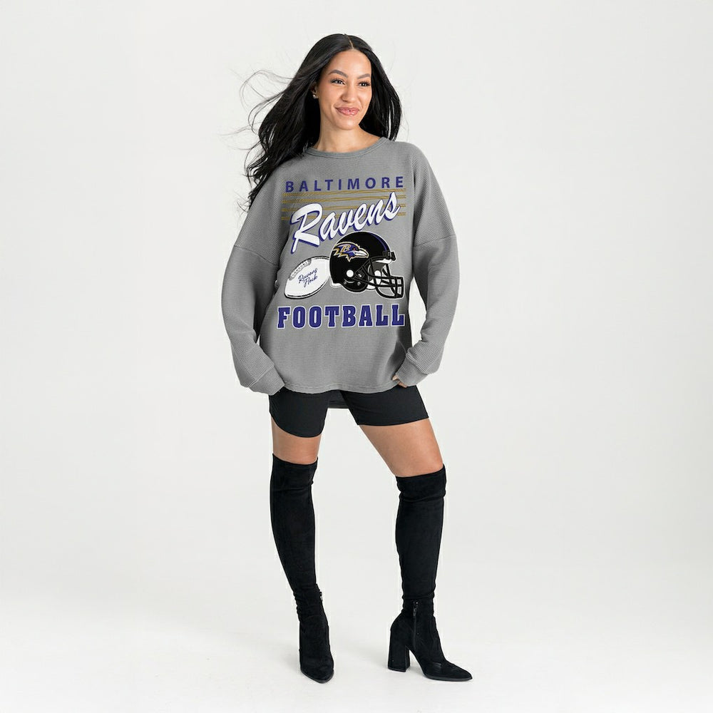 Baltimore Ravens Gameday Couture Women's Oversized Sweet Victory Corded Sweatshirt | NFL Outlet