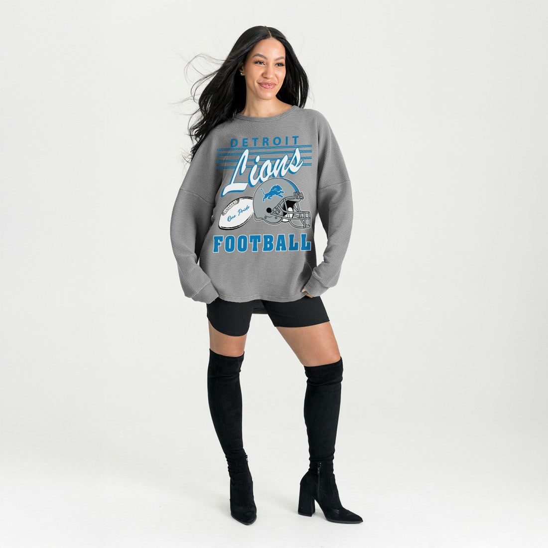 Detroit Lions Gameday Couture Women's Oversized Sweet Victory Corded Sweatshirt | NFL Outlet