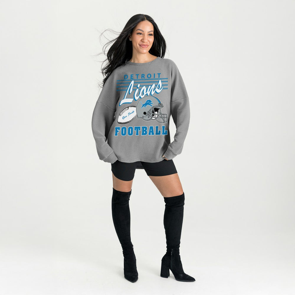Detroit Lions Gameday Couture Women's Oversized Sweet Victory Corded Sweatshirt | NFL Outlet