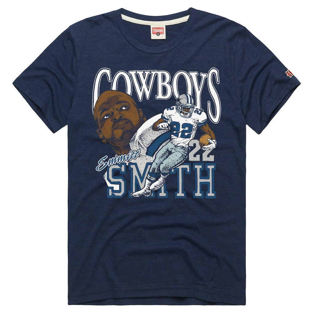 Dallas Cowboys Emmitt Smith  Homage Unisex Retired Player Classic Caricature T-Shirt | NFL Sale