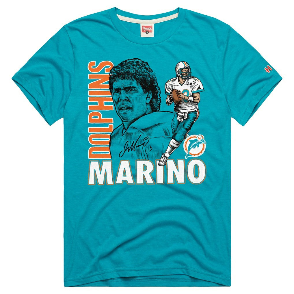 Miami Dolphins Dan Marino  Homage Unisex Retired Player Classic Caricature T-Shirt | NFL Outlet