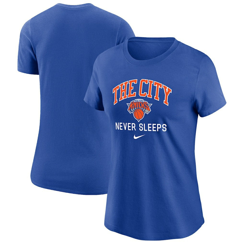 Blue New York Knicks Women's The City Never Sleeps T-Shirt | NBA