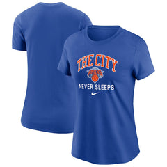 Blue New York Knicks Women's The City Never Sleeps T-Shirt | NBA