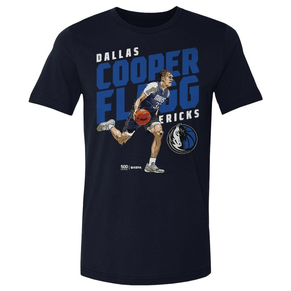Navy Cooper Flagg Dallas Mavericks 500 Level Slant T-Shirt sale | NBA