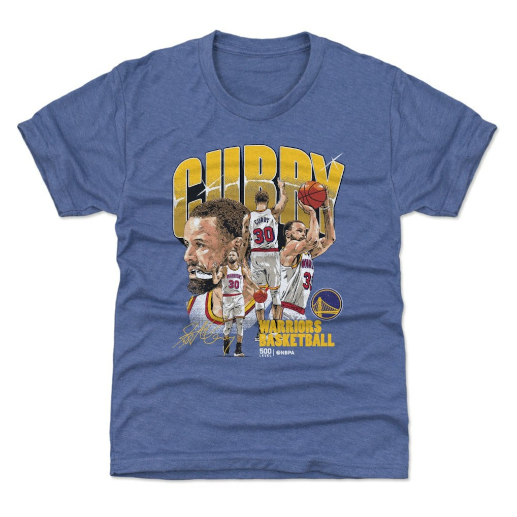 Royal Stephen Curry Golden State Warriors 500 Level Youth Collage T-Shirt | NBA