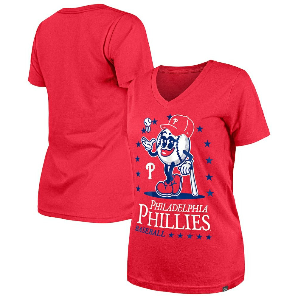 Philadelphia Phillies New Era Women's Little Miss 2 V-Neck T-Shirt - MLB T-shirts