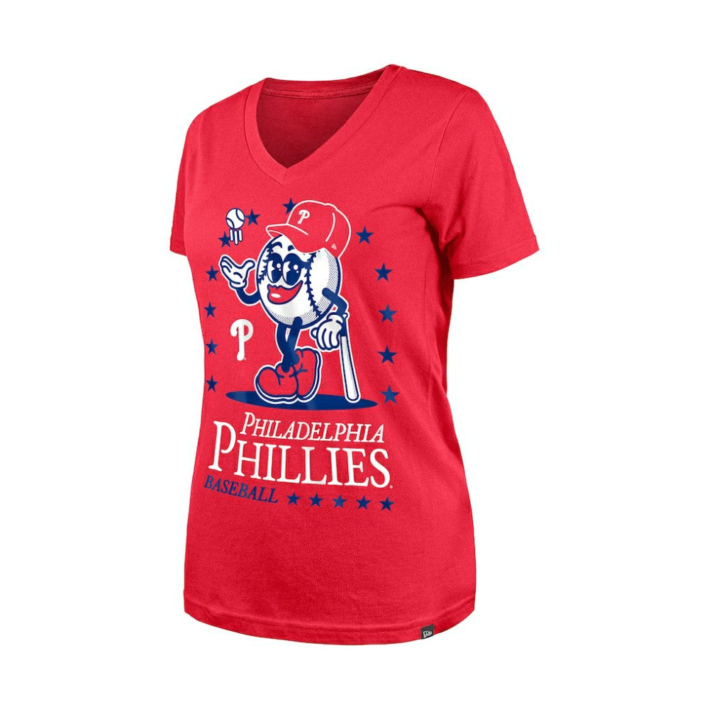 Philadelphia Phillies New Era Women's Little Miss 2 V-Neck T-Shirt - MLB T-shirts