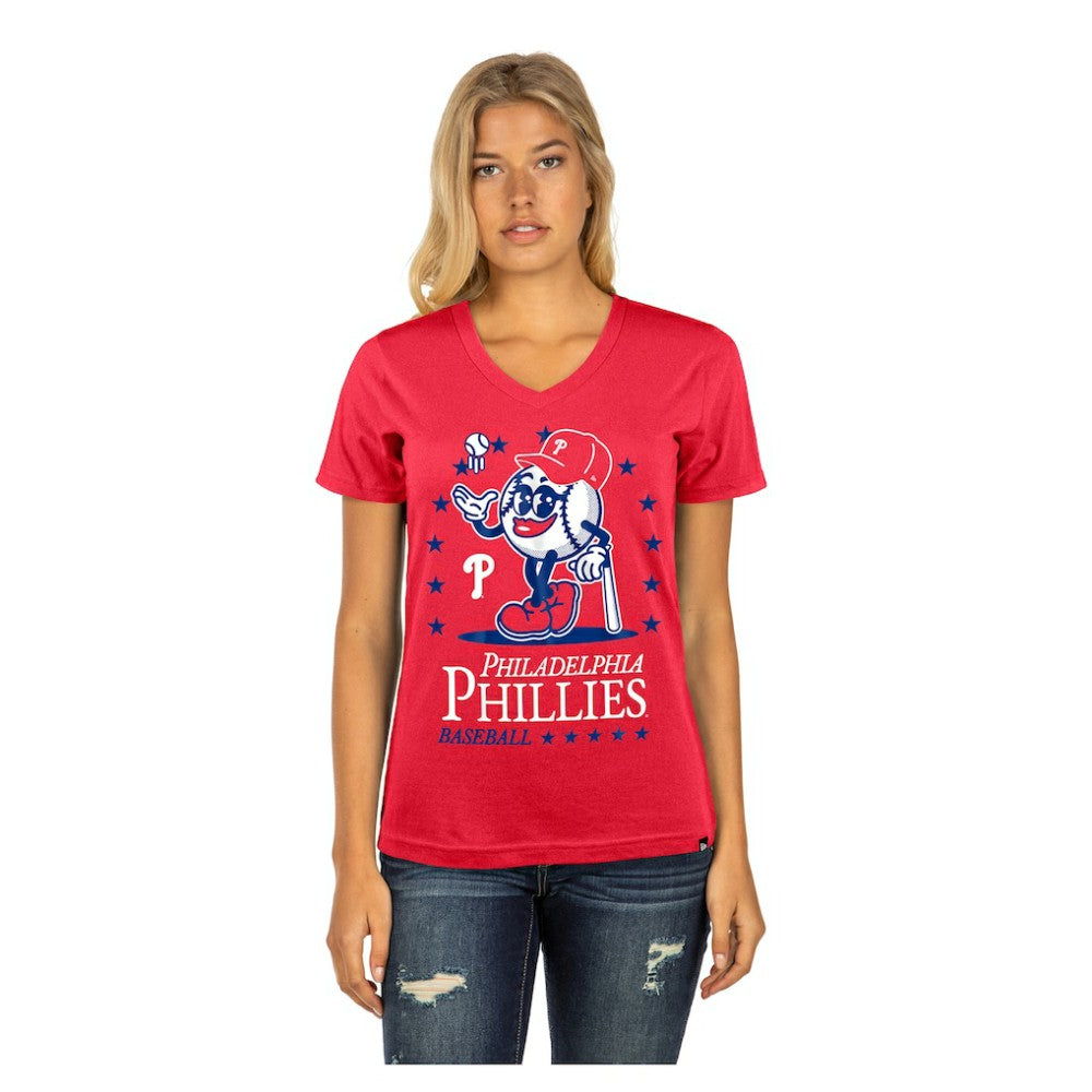 Philadelphia Phillies New Era Women's Little Miss 2 V-Neck T-Shirt - MLB T-shirts
