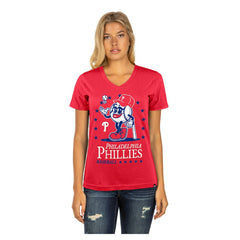 Philadelphia Phillies New Era Women's Little Miss 2 V-Neck T-Shirt - MLB T-shirts