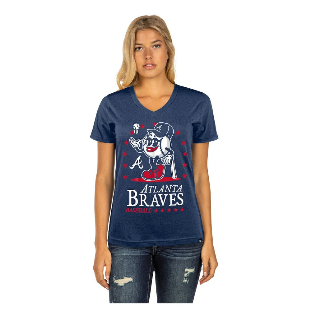 Atlanta Braves New Era Women's Little Miss 2 V-Neck T-Shirt - MLB T-shirts