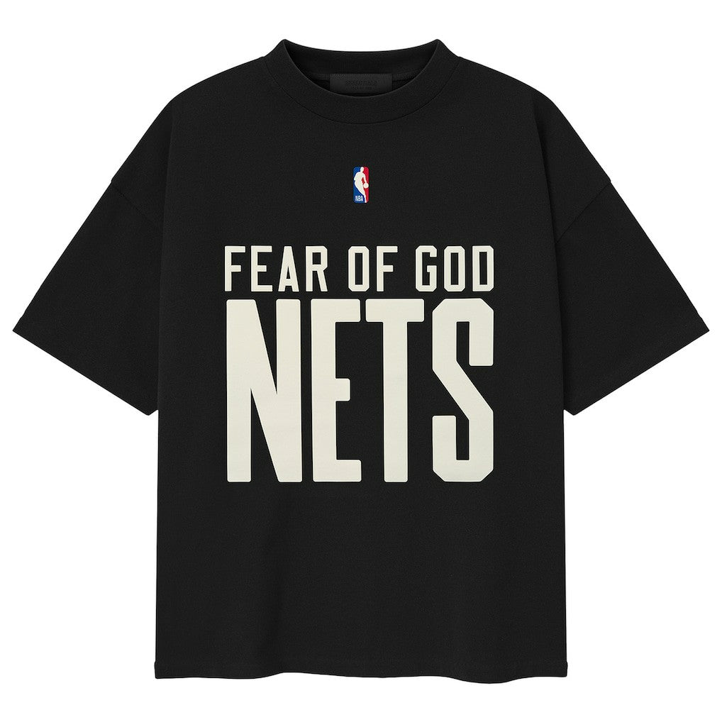 Black Brooklyn Nets Fear of God x NBA Classic Fit T-Shirt | NBA