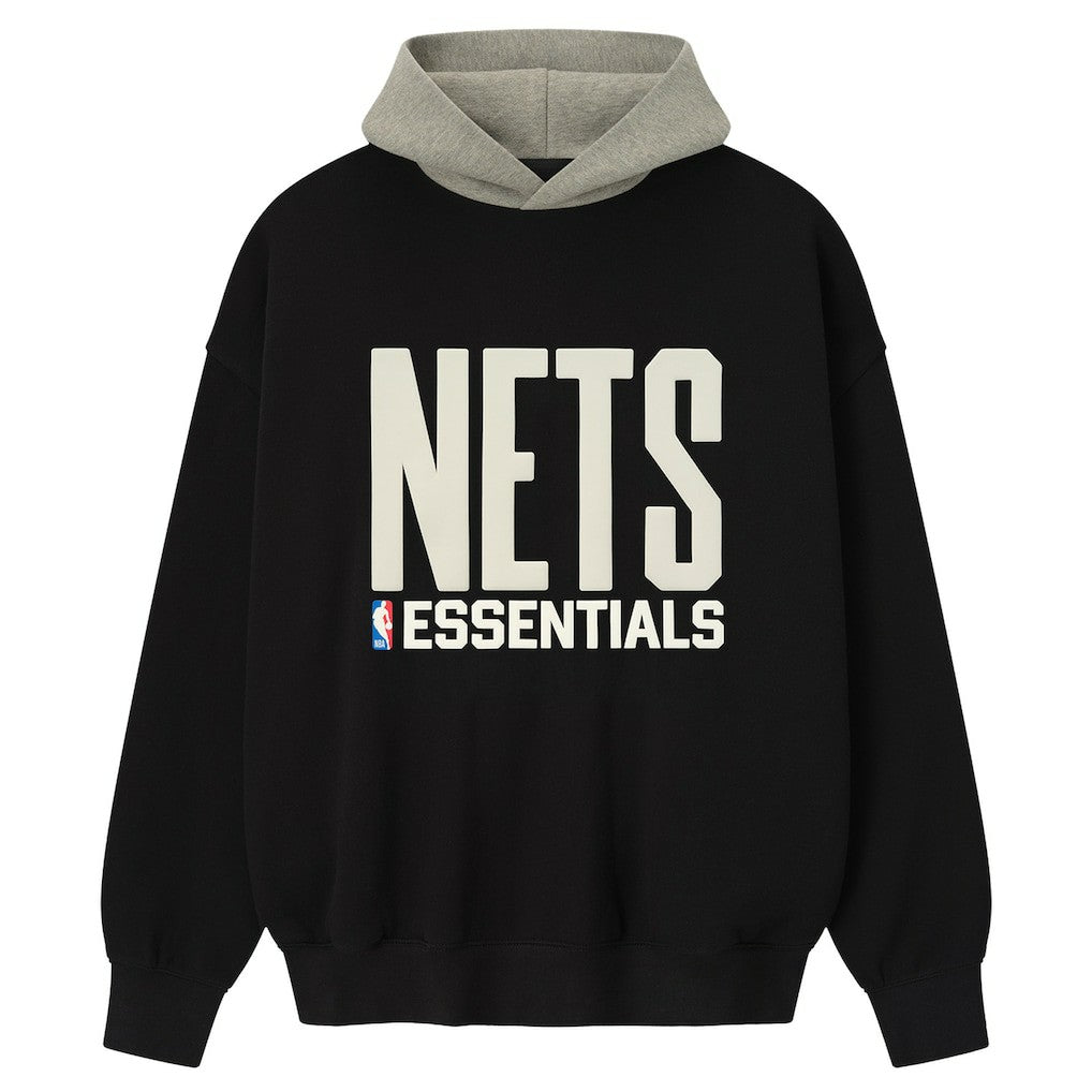 Black/Heather Gray Brooklyn Nets Fear of God x NBA Macao Sport Fit Hoodie | NBA