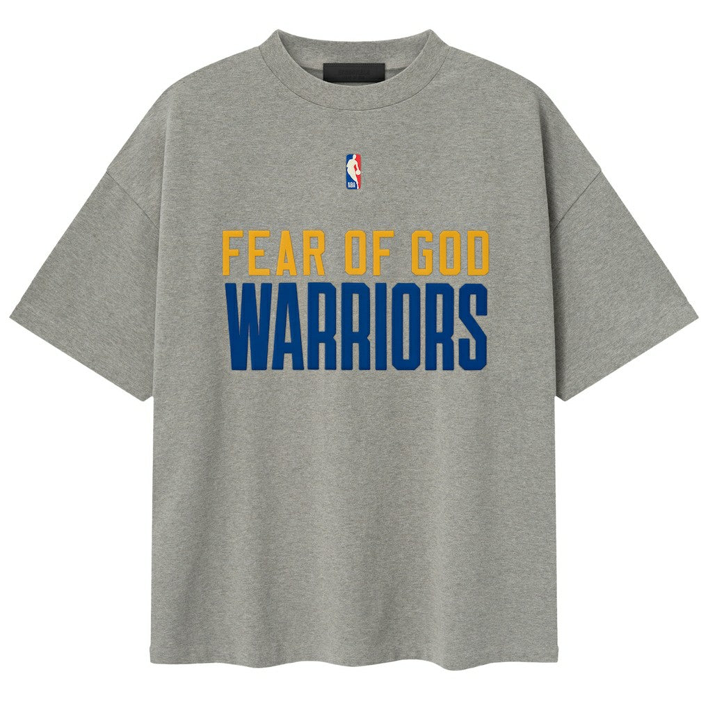 Heather Gray Golden State Warriors Fear of God x NBA Unisex 90s T-Shirt sale | NBA