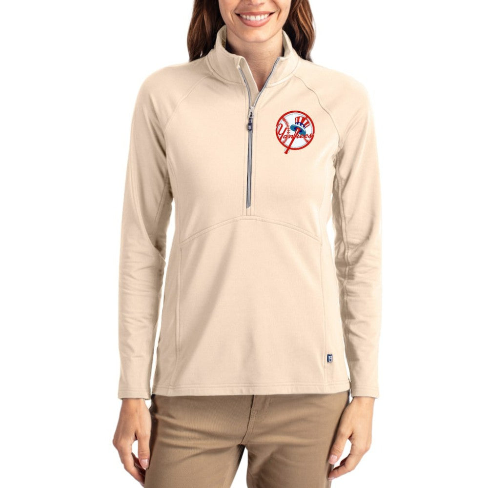 New York Yankees Cutter & Buck Women's Cooperstown Collection Adapt Eco Knit Stretch Half-Zip Pullover - MLB Pullover