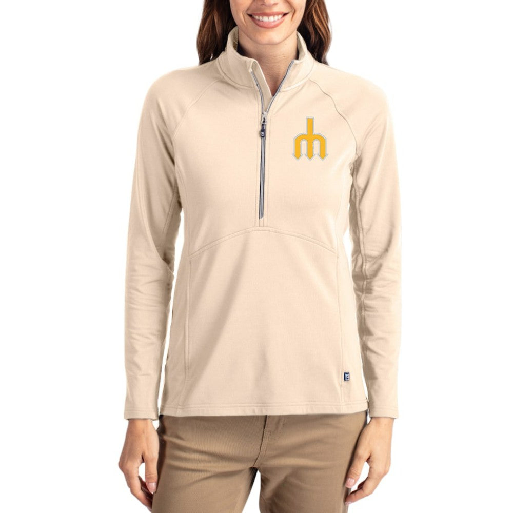Seattle Mariners Cutter & Buck Women's Cooperstown Collection Adapt Eco Knit Stretch Half-Zip Pullover - MLB Pullover