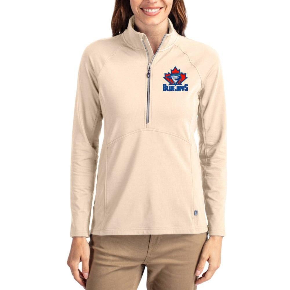 Toronto Blue Jays Cutter & Buck Women's Cooperstown Collection Adapt Eco Knit Stretch Half-Zip Pullover - MLB Pullover