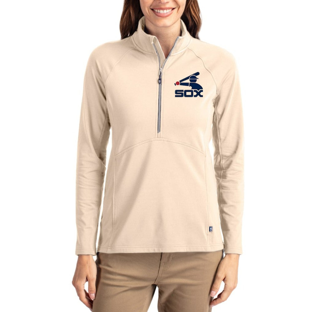Chicago White Sox Cutter & Buck Women's Cooperstown Collection Adapt Eco Knit Stretch Half-Zip Pullover - MLB Pullover